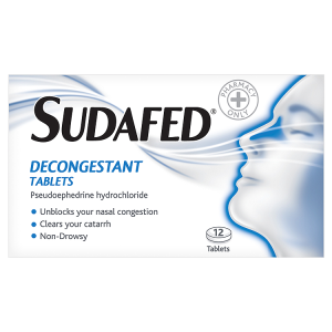 Sudafed Decongestant Tablets 12 Tablets